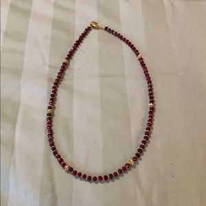 Ruby and gold plated beads necklace